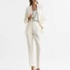 Reiss Cream Ember Petite High-rise Slim Leg Trousers -Style Trend Shop C46 029s