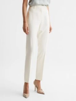 Reiss Cream Ember Petite High-rise Slim Leg Trousers -Style Trend Shop C46029s3