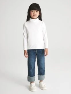 Reiss Ivory Carey Junior Roll Neck Long Sleeve Top -Style Trend Shop C47553s3