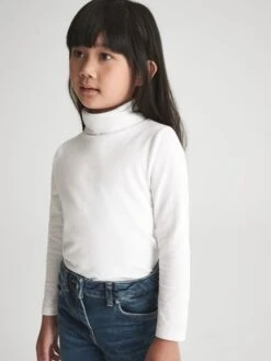 Reiss Ivory Carey Junior Roll Neck Long Sleeve Top -Style Trend Shop C47553s6