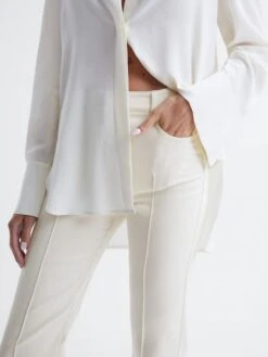 Reiss Cream Florence High Rise Flared Trousers -Style Trend Shop C50066s4