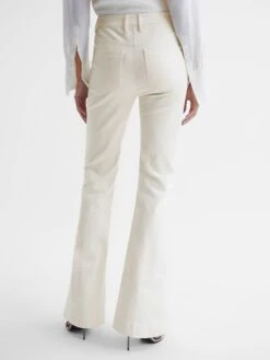 Reiss Cream Florence High Rise Flared Trousers -Style Trend Shop C50066s5