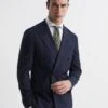 Reiss Blue Broadgate Double Breasted Prince Of Wales Check Blazer -Style Trend Shop C51 775s