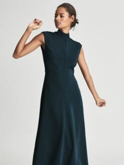 Reiss Teal Livvy Open Back Midi Dress -Style Trend Shop C53339s4