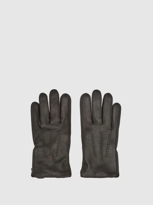 Reiss Black Iowa Leather Gloves 3 Reiss Black Iowa Leather Gloves