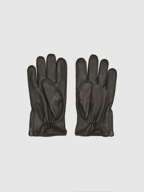 Reiss Black Iowa Leather Gloves 5 Reiss Black Iowa Leather Gloves - Image 3