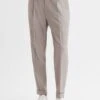 Reiss Oatmeal Melange Brighton Pleat Front Trousers -Style Trend Shop C59 038s