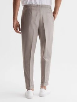 Reiss Oatmeal Melange Brighton Pleat Front Trousers -Style Trend Shop C59 038s5