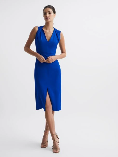Reiss Blue Andi Shoulder Detail Bodycon Dress 3 Reiss Blue Andi Shoulder Detail Bodycon Dress