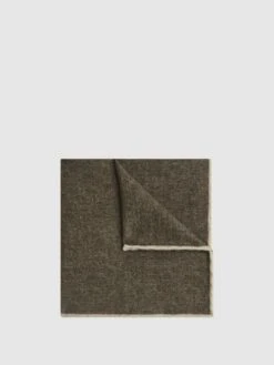 Reiss Mocha Halley Wool-Silk Blend Pocket Square