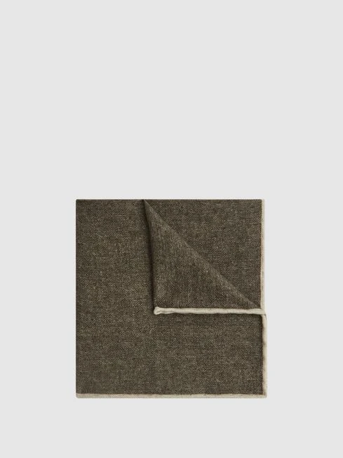 Reiss Mocha Halley Wool-Silk Blend Pocket Square 3 Reiss Mocha Halley Wool-Silk Blend Pocket Square