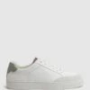 Reiss White/Sage Ashley Perf Leather Contrast Sole Trainers -Style Trend Shop C63 096s