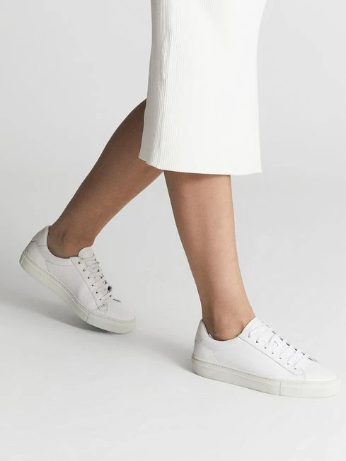 Reiss White Finley Lace Up Leather Trainers 4 Reiss White Finley Lace Up Leather Trainers - Image 2