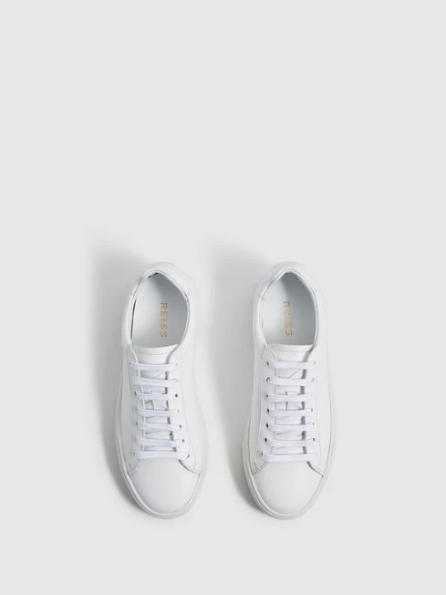 Reiss White Finley Lace Up Leather Trainers 6 Reiss White Finley Lace Up Leather Trainers - Image 4