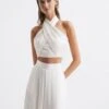 Reiss White Ruby Cropped Halter Occasion Top -Style Trend Shop C70 719s