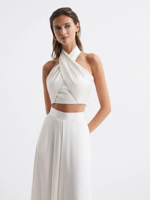 Reiss White Ruby Cropped Halter Occasion Top 3 Reiss White Ruby Cropped Halter Occasion Top