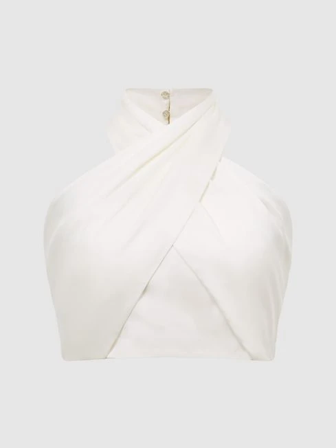 Reiss White Ruby Cropped Halter Occasion Top 4 Reiss White Ruby Cropped Halter Occasion Top - Image 2