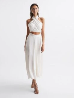 Reiss White Ruby Cropped Halter Occasion Top 11 Reiss White Ruby Cropped Halter Occasion Top -Style Trend Shop C70719s3