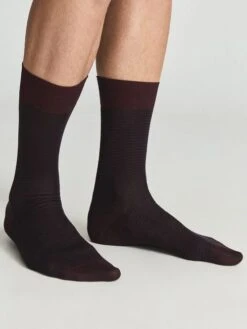 Reiss Bordeaux Mario Stripe Striped Socks