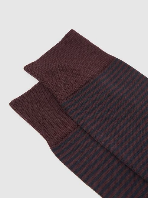 Reiss Bordeaux Mario Stripe Striped Socks 4 Reiss Bordeaux Mario Stripe Striped Socks - Image 2