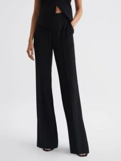 Reiss Black Margeaux Wide Leg Trousers