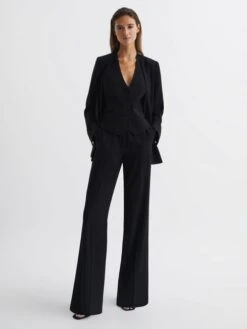 Reiss Black Margeaux Wide Leg Trousers -Style Trend Shop C74274s7