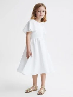 Reiss Ivory Maisie Junior Satin Midi Dress
