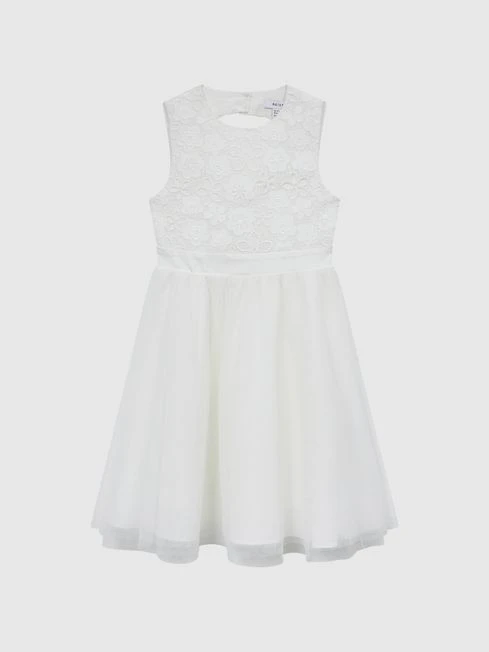 Reiss Ivory Kit Junior Lace Tulle Occasion Dress 4 Reiss Ivory Kit Junior Lace Tulle Occasion Dress - Image 2