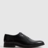 Reiss Black Bay Leather Whole Cut Shoes -Style Trend Shop C82212s