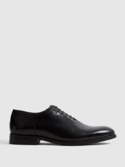 Reiss Black Bay Leather Whole Cut Shoes