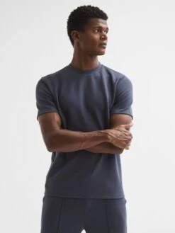 Reiss Airforce Blue Bradley Regular Fit Crew Neck T-shirt