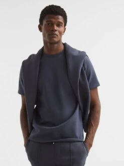 Reiss Airforce Blue Bradley Regular Fit Crew Neck T-shirt -Style Trend Shop C83162s6