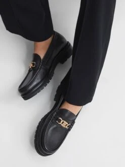 Reiss Black Charlotte Leather Loafers -Style Trend Shop C84768s3