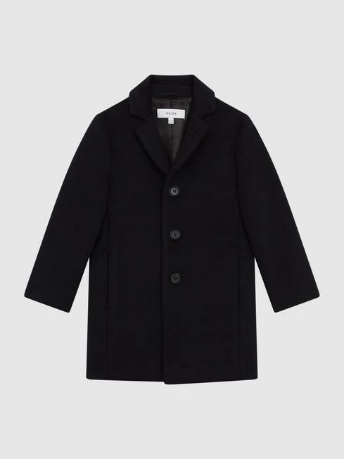 Reiss Navy Gable Junior Single Breasted Overcoat 4 Reiss Navy Gable Junior Single Breasted Overcoat - Image 2
