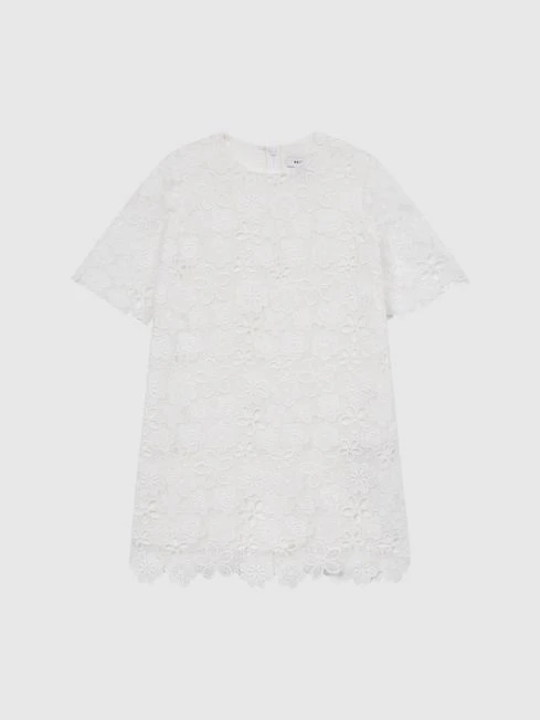 Reiss Ivory Susie Senior Lace T-Shirt Dress 4 Reiss Ivory Susie Senior Lace T-Shirt Dress - Image 2