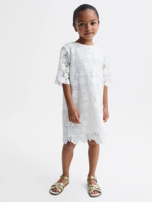 Reiss Ivory Susie Senior Lace T-Shirt Dress 5 Reiss Ivory Susie Senior Lace T-Shirt Dress - Image 3