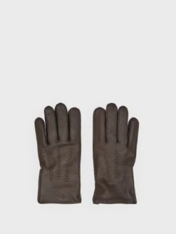 Reiss Chocolate Iowa Leather Gloves