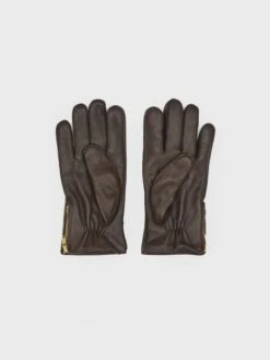 Reiss Chocolate Iowa Leather Gloves -Style Trend Shop C93571s3