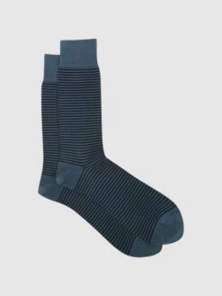 Reiss Airforce Blue/ Navy Mario Stripe Striped Socks