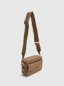 Reiss Taupe Cleo Leather Crossbody Camera Bag -Style Trend Shop D00223s4