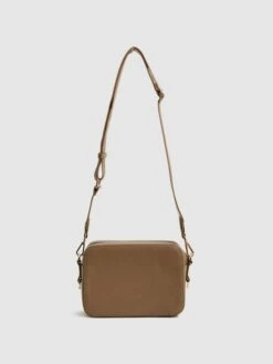 Reiss Taupe Cleo Leather Crossbody Camera Bag -Style Trend Shop D00223s5