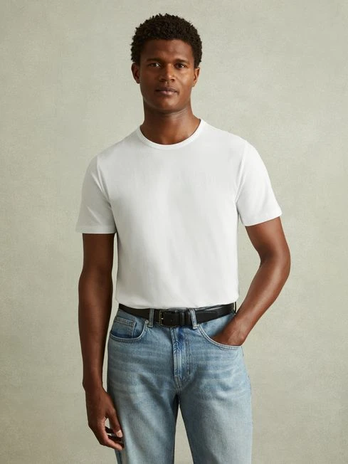 Reiss Optic White Melrose Garment Dye Crew Neck T-shirt 3 Reiss Optic White Melrose Garment Dye Crew Neck T-shirt