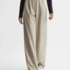 Reiss Stone Lena Wide Leg Elasticated Waist Trousers -Style Trend Shop D01 434s