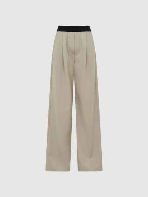 Reiss Stone Lena Wide Leg Elasticated Waist Trousers 4 Reiss Stone Lena Wide Leg Elasticated Waist Trousers - Image 2
