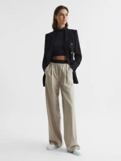 Reiss Stone Lena Wide Leg Elasticated Waist Trousers 11 Reiss Stone Lena Wide Leg Elasticated Waist Trousers -Style Trend Shop D01 434s3