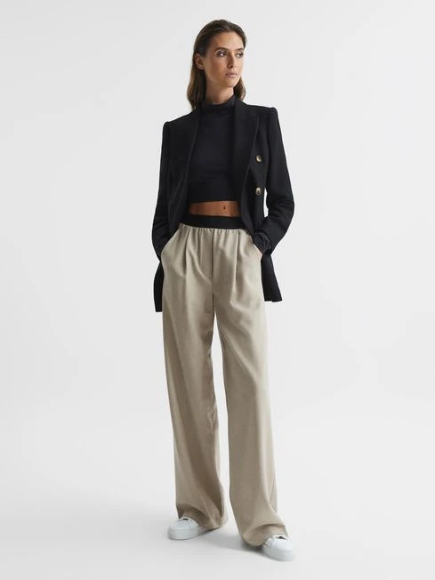 Reiss Stone Lena Wide Leg Elasticated Waist Trousers 5 Reiss Stone Lena Wide Leg Elasticated Waist Trousers - Image 3