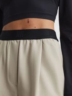 Reiss Stone Lena Wide Leg Elasticated Waist Trousers 12 Reiss Stone Lena Wide Leg Elasticated Waist Trousers -Style Trend Shop D01 434s4