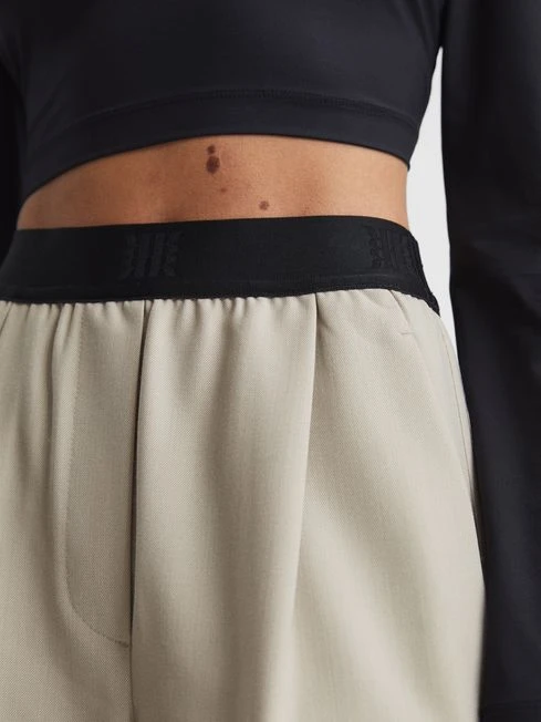 Reiss Stone Lena Wide Leg Elasticated Waist Trousers 6 Reiss Stone Lena Wide Leg Elasticated Waist Trousers - Image 4