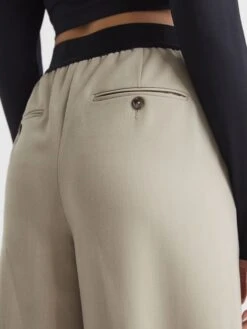Reiss Stone Lena Wide Leg Elasticated Waist Trousers 14 Reiss Stone Lena Wide Leg Elasticated Waist Trousers -Style Trend Shop D01 434s6