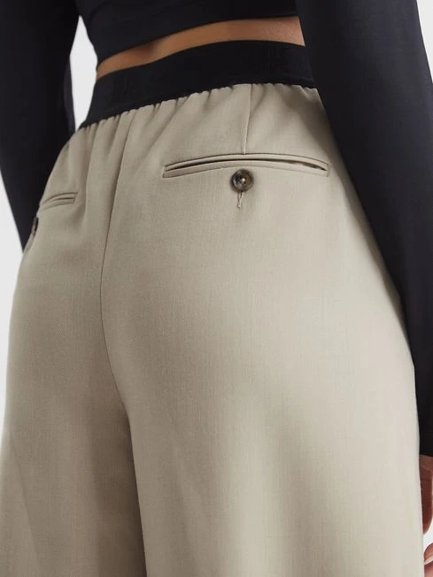 Reiss Stone Lena Wide Leg Elasticated Waist Trousers 8 Reiss Stone Lena Wide Leg Elasticated Waist Trousers - Image 6